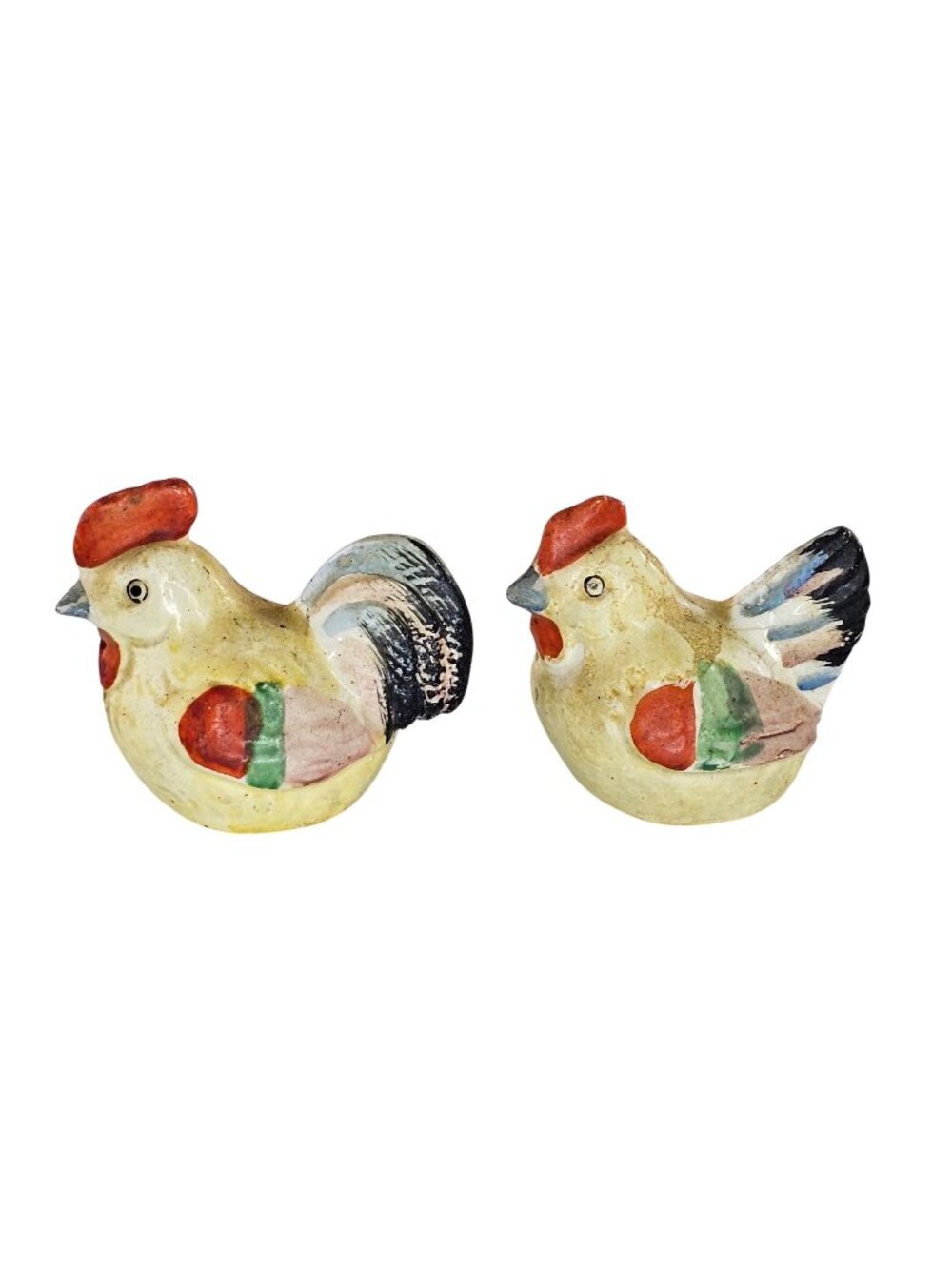 Vintage Japan Chicken Rooster Hen Salt Pepper Shaker Set Ceramic Hand Painted